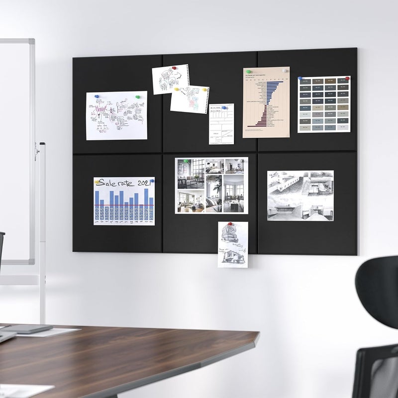 Neatsure Large Cork Board for Wall, Black Felt Bulletin Board with Pushpins, 36" x 24" 6 Panels Wall Tiles, Tack Push Pin Boards for Office - Image 5